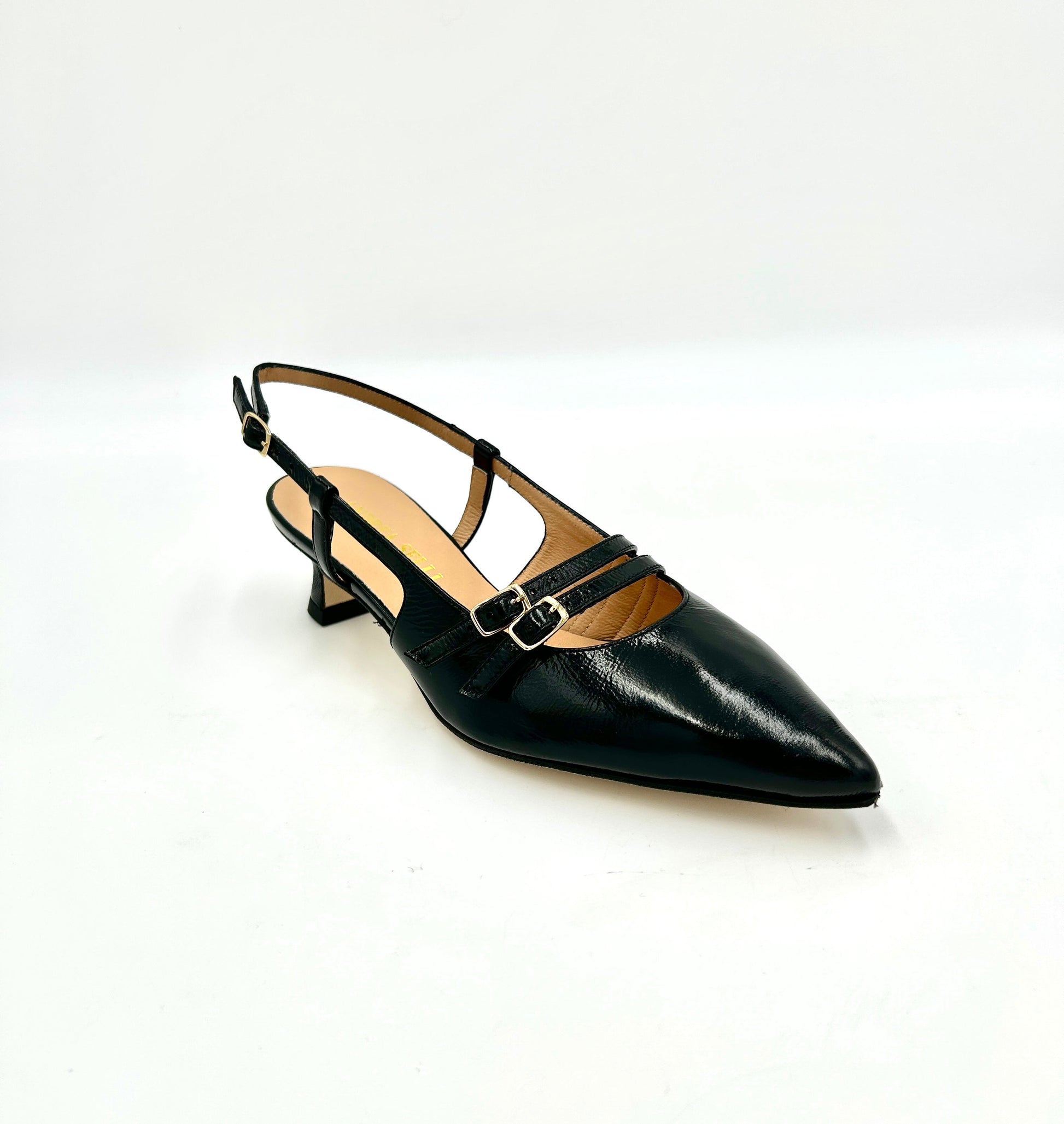 Andrea Selli Slingback artigianale in vera pelle 4cm - Nero - Made In Italy