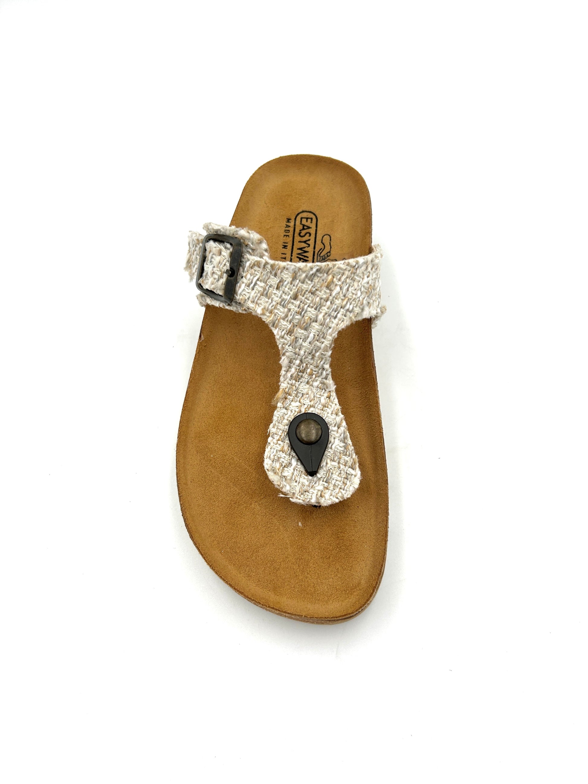 Easy walk Sandalo Platform infradito regolabile /Canva tweed tessuto beige - easy walk