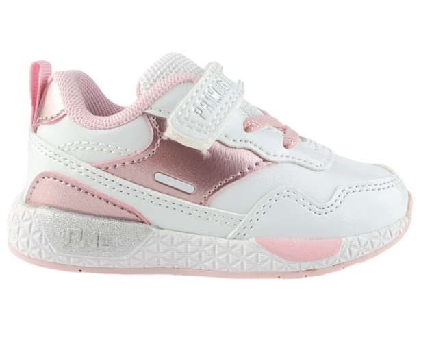 Primigi Sneakers bambina chiusura strappo e lacci finti - bianco rosa - Primigi