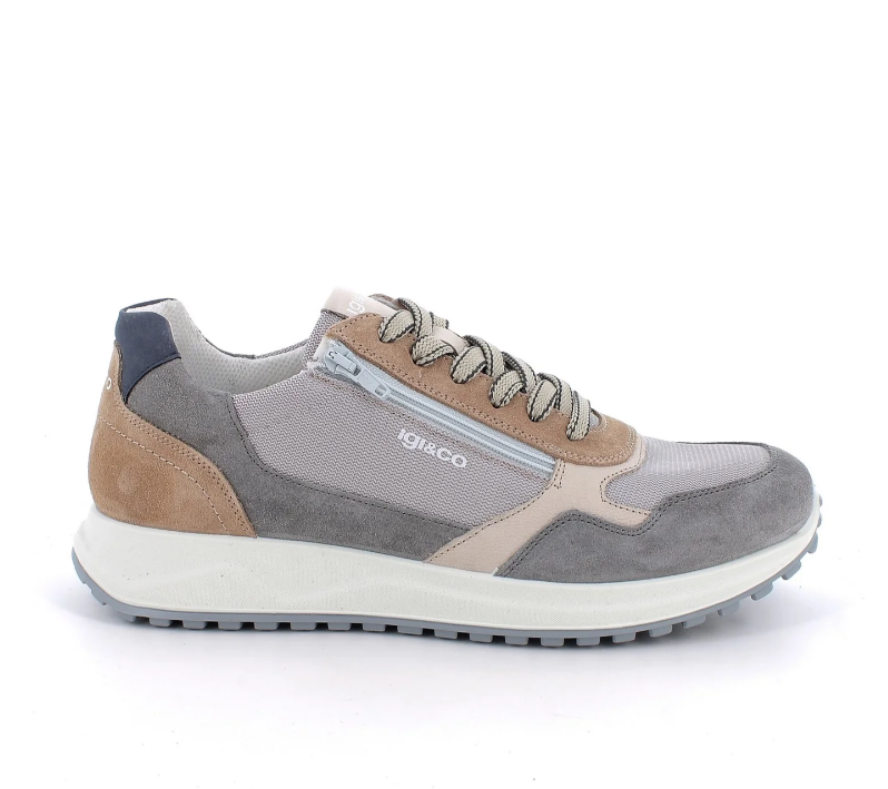 Igi&co Sneakers in rete con lacci e chiusura zip, grigia - Igi&co