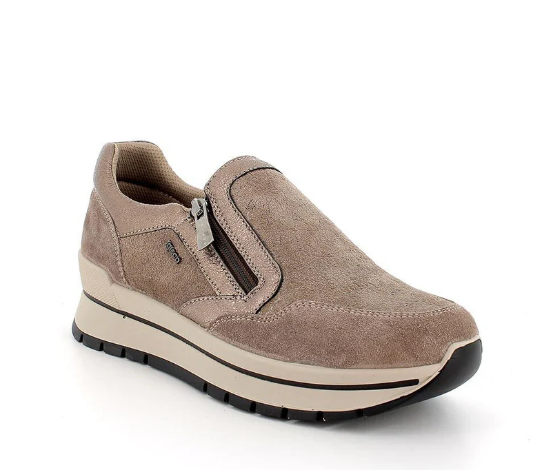 Igi&co Sneakers scamosciata fantasia in pelle marrone - chiusura zip (memory foam) - Igi&co