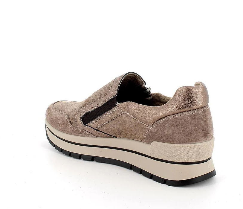 Igi&co Sneakers scamosciata fantasia in pelle marrone - chiusura zip (memory foam) - Igi&co