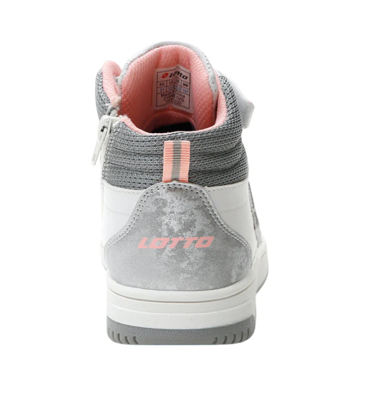 Lotto Sneakers alte bambina kids Mid Rocket - Bianco grigio rosa chiusura zip e strappo - Lotto