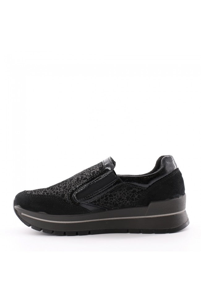 Igi&co Sneakers scamosciata fantasia in pelle nera - chiusura zip (memory foam) - Igi&co