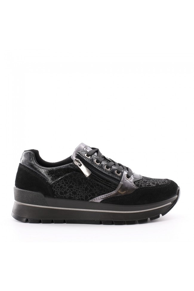 Igi&co Sneakers scamosciata fantasia in pelle nera - lacci e chiusura zip (memory foam) - Igi&co