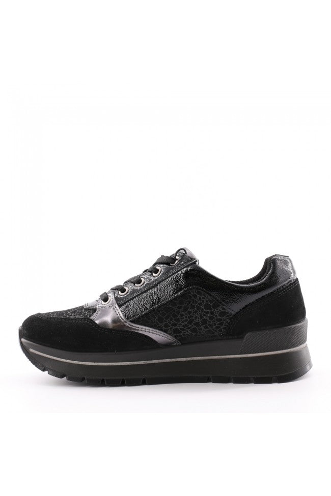 Igi&co Sneakers scamosciata fantasia in pelle nera - lacci e chiusura zip (memory foam) - Igi&co