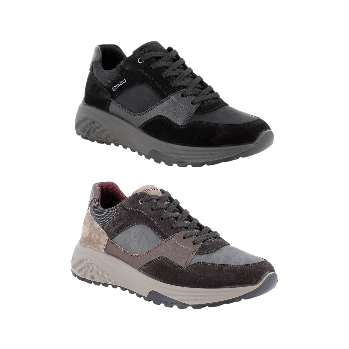Igi&co Sneakers con lacci da uomo /Nero e Marrone - Igi&co