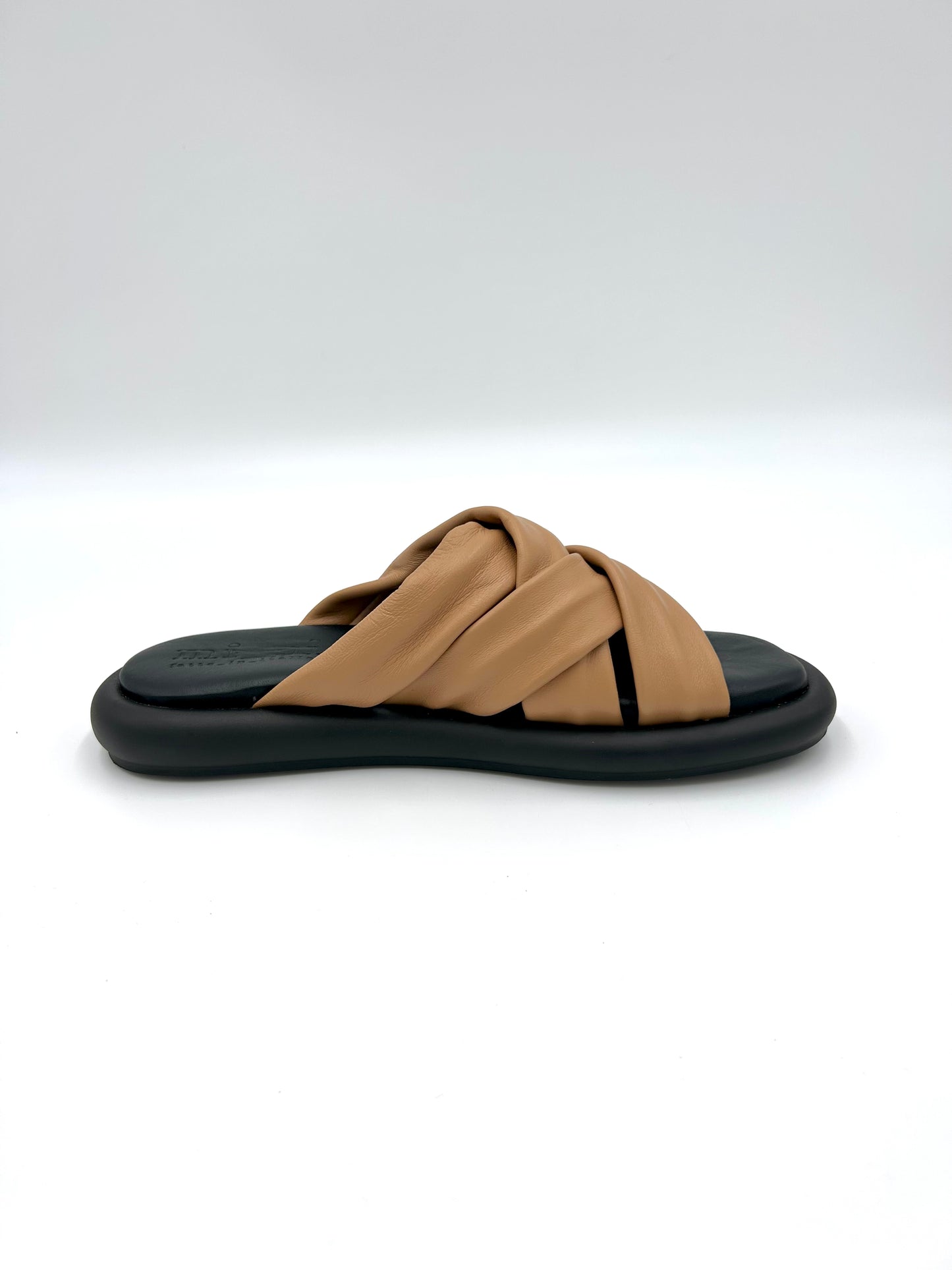 Made in italy Sandalo Mood natural tan modello fascette - in pelle marrone (memory foam) - Made in Italy