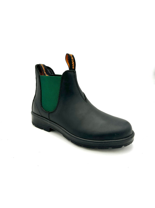 Shooters Anfibio Beatles /Chelsea Boots vera pelle nera con elastico verde - Shooters