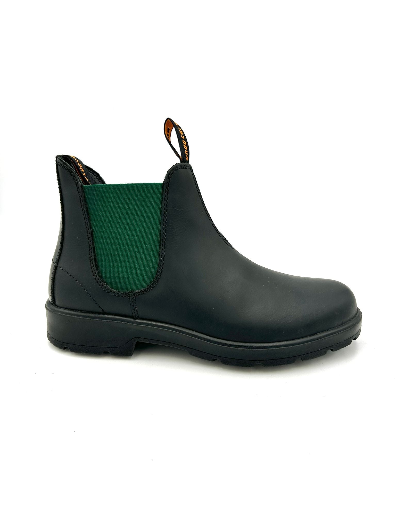 Shooters Anfibio Beatles /Chelsea Boots vera pelle nera con elastico verde - Shooters