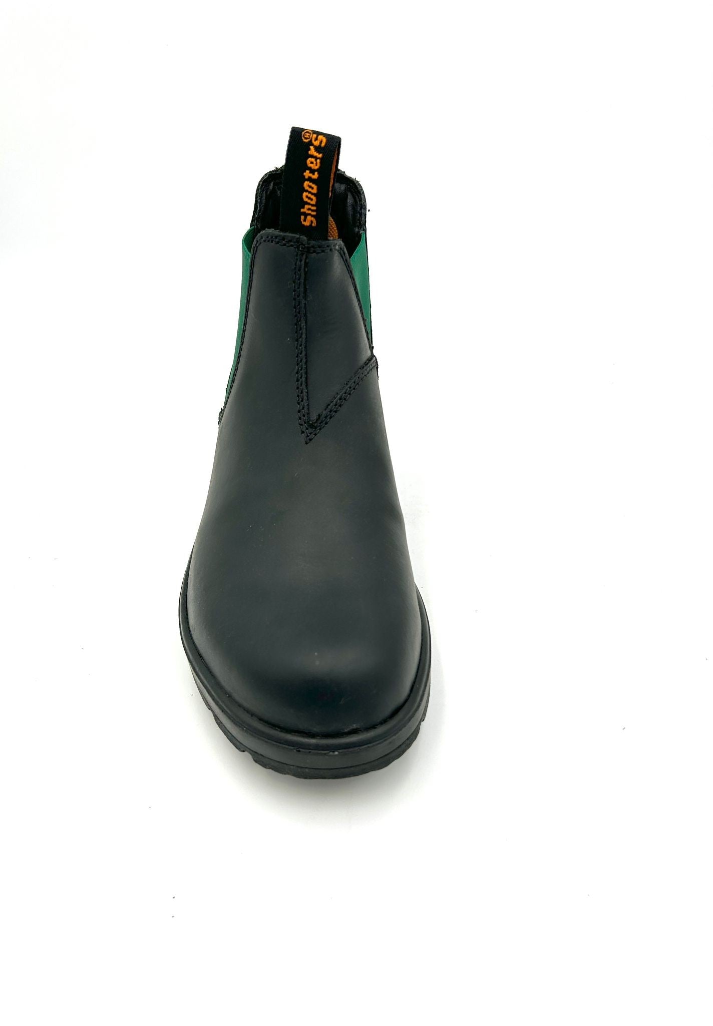Shooters Anfibio Beatles /Chelsea Boots vera pelle nera con elastico verde - Shooters