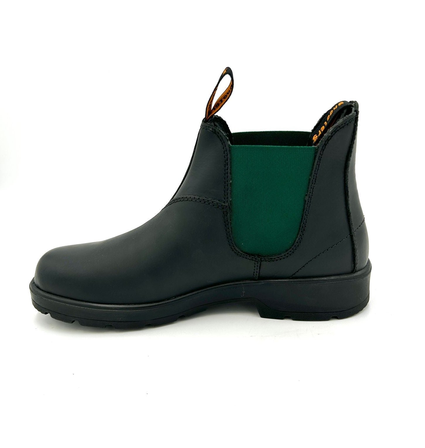 Shooters Anfibio Beatles /Chelsea Boots vera pelle nera con elastico verde - Shooters