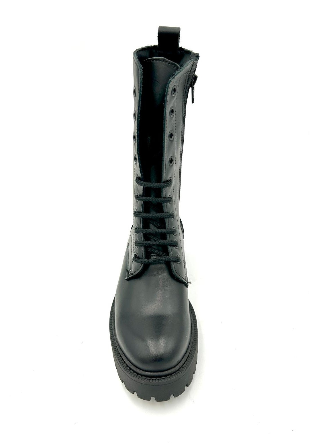 Made in italy Stivale allacciato con chiusura zip, vera pelle - nero - Made In Italy