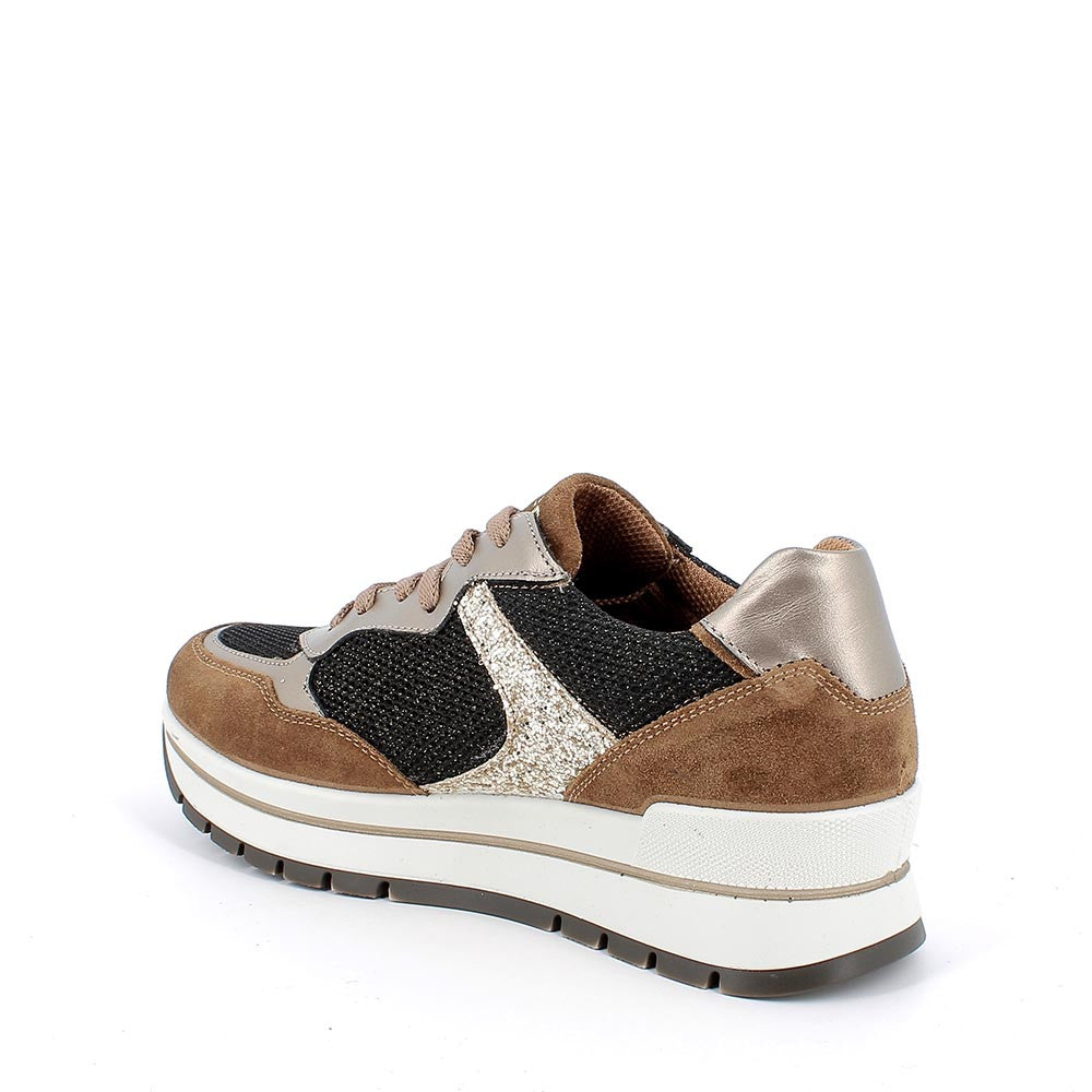 Igi&co Sneaker scamosciata glitter - marrone (memory foam) - Igi&co