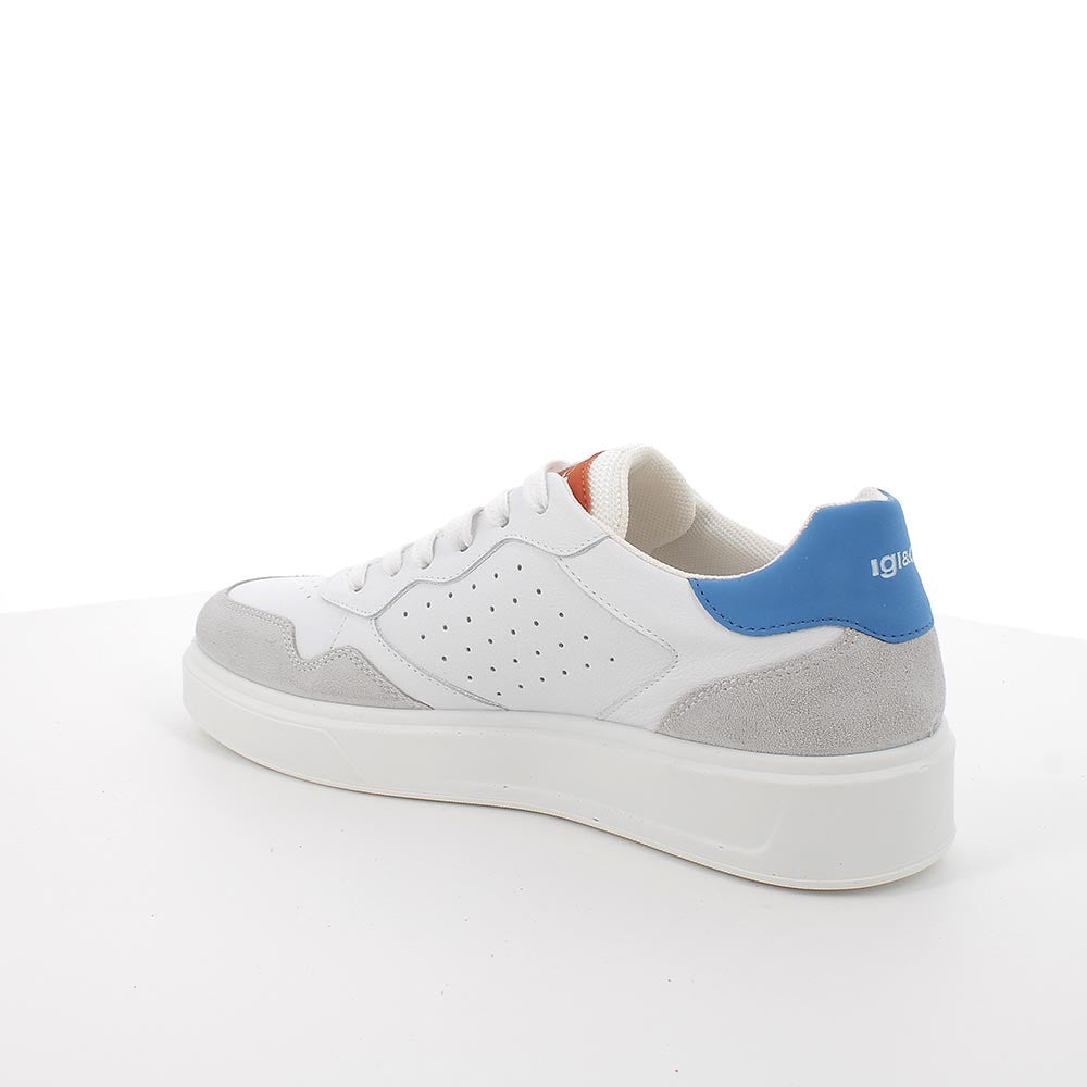 Igi&co Sneakers in pelle bianca - arancione e blu - Igi&co