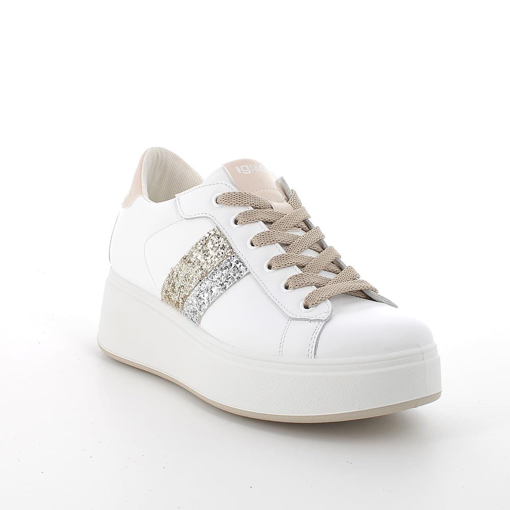 Igi&co Sneakers con zeppa - in pelle bianca - Igi&co