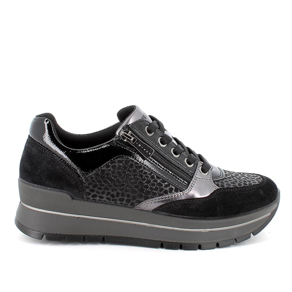 Igi&co Sneakers con zip - in pelle scamosciata nera (memory foam) - Igi&co
