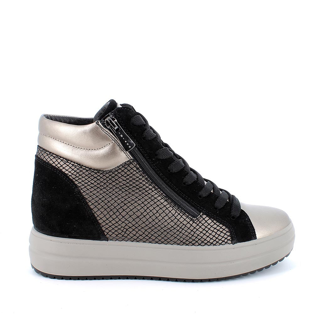 Igi co Sneakers alta con zeppa interna nera Sebastiano Calzature